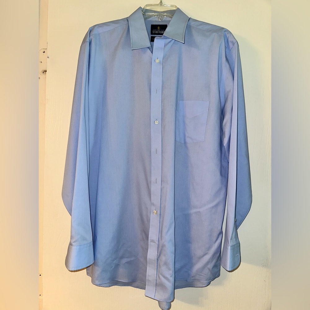 Men’s Stafford Travel Performance Super Shirt Regular Fit Oxford Blue